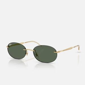 NWT Ray-Ban Arista Gold Frame Oval Sunglasses with Dark Green Lenses